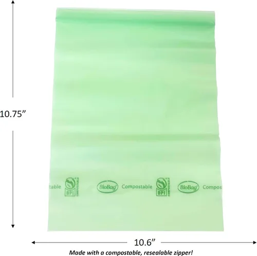 Vista 8 de BioBag Bolsas de almacenamiento de alimentos resellables 100% compostables certificadas, 20 unidades, cuartos de galón, perfectas para refrigerador