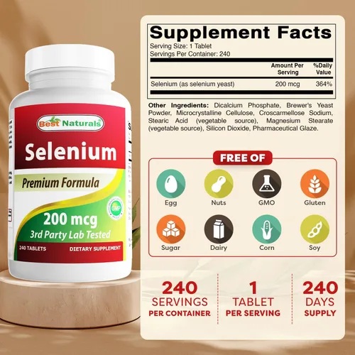 Vista 2 de Best Naturals Suplemento de selenio de 200 mcg, 240