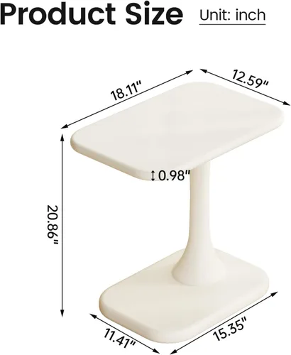 Vista 10 de Guyii Mesa auxiliar blanca pequeña para sofá, mesa curvada para sala de estar, dormitorio