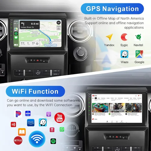 Vista 4 de Radio de coche Android para Ford F150 2009 2010 2011 2012 2013, Carplay inalámbrico Android Auto 4G+64G 9 pulgadas pantalla táctil estéreo de coche