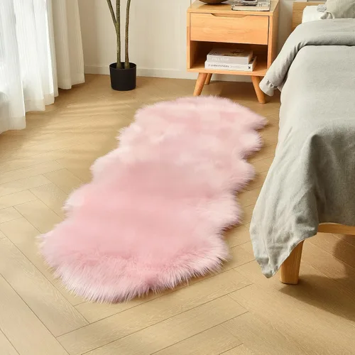 Vista 30 de duduta - Alfombra de pelo sintético de lana de oveja beige 2x3 pies, suave y esponjosa, funda para silla de pelo mullido, alfombra pequeña