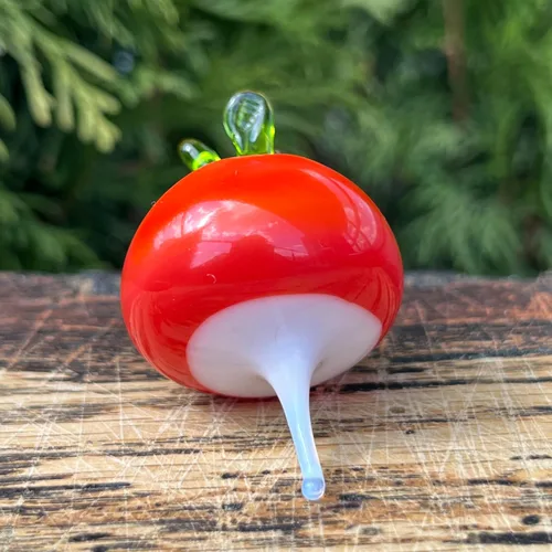 Vista 8 de Figura de rábano de vidrio – Escultura vegetal roja soplada a mano – Miniatura de vidrio fundido – Regalo único para el día del padre, decoración