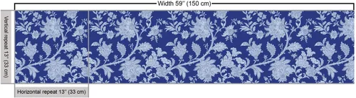 Vista 3 de Ambesonne The Yard - Tela floral clásica de Oriente Medio y estampado de cachemira, diseño nostálgico otomano, tela decorativa para tapicería y Azul