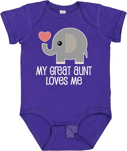 Vista 24 de inktastic Body para bebé Great Aunt Loves Me Elefante 0040 Negro
