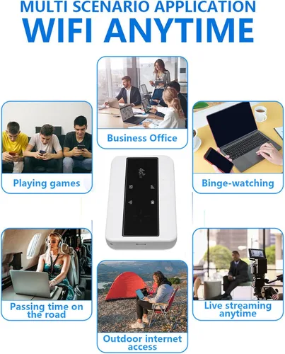 Vista 3 de Bewinner Enrutador WiFi móvil 4G, punto de acceso WiFi móvil de 300 Mbps con ranura para tarjeta SIM, enrutador de viaje portátil compatible con 10