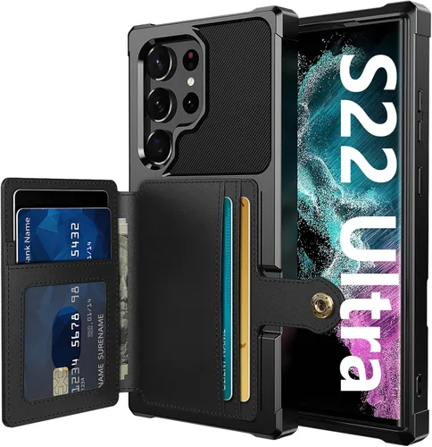Vista 98 de Funda para Samsung Galaxy S21 Ultra con tarjetero, compatible con soporte magnético para automóvil, resistente a los golpes, resistente, suave, TPU