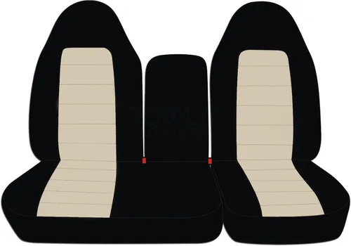 Vista 18 de Funda para asientos y apoya brazos de camiones, asiento delantero dividido 60/40 con apertura en el medio, para camión 1997-2000 Ford F-150, de 21