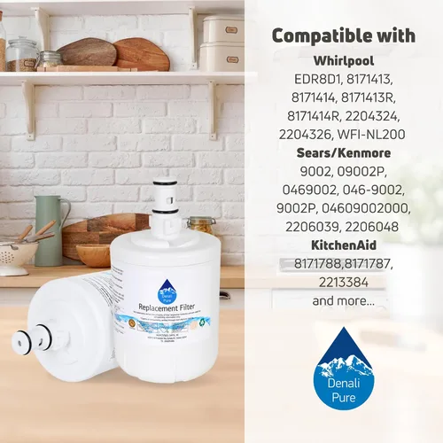 Vista 9 de Denali Pure - Paquete de 2 filtros de agua de repuesto para refrigerador Sears 10672909202, compatible con el cartucho de filtro de agua