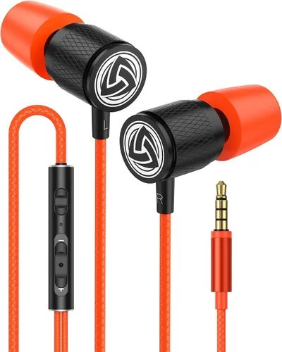 Vista 13 de LUDOS Auriculares con cable ultra intraauriculares, 5 años de garantía, auriculares con micrófono, auriculares con cancelación de ruido, espuma