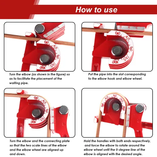 Vista 5 de Tnisesm Dobladora de tubos, herramientas manuales de flexión de tubos para 1/4 5/16 y 3/8 pulgadas de cobre de aluminio fino rojo