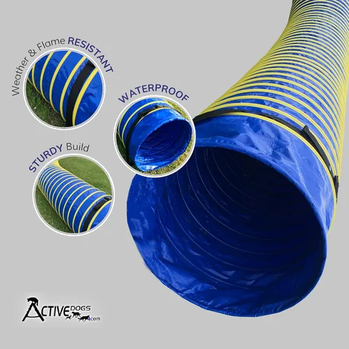 Vista 6 de ActiveDogs - Equipo de entrenamiento de agilidad para perros – Túnel de competencia resistente de 12 pies con paso de 4 pulgadas para perros al aire