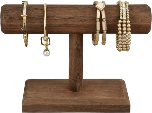 Vista 3 de Mostrador de pulseras hecho de madera con diseño antiguo marca Ikee 7 78" largo x 2 78" profundidad x 5 12" altura