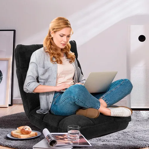 Vista 4 de KOMFOTT Silla de suelo ajustable de 14 posiciones con soporte trasero, sofá plegable acolchado para juegos para lectura, meditación, sala de estar