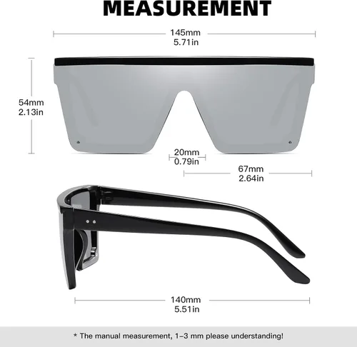 Vista 4 de STORYCOAST Oversized Square Sunglasses for Women Men Fashion Siamese Lens Style Flat Top Shield Shades