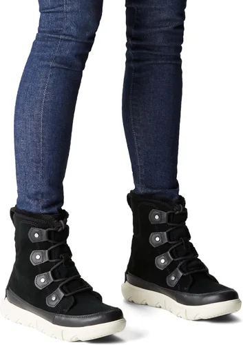 Vista 6 de SOREL Explorer II Joan - Botas de piel sintética para mujer, botas de ante impermeables, Black Fawn, 9