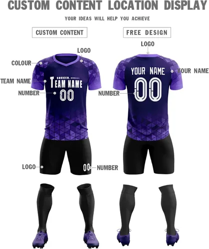 Vista 3 de Camiseta de fútbol personalizada, número de nombre, uniforme de entrenamiento de equipo deportivo, camisetas de fútbol personalizadas para hombres