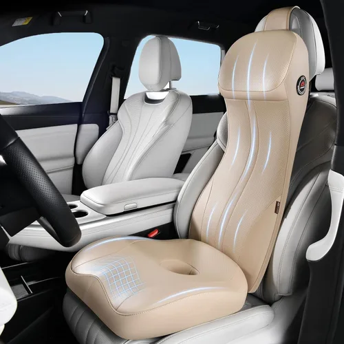 Vista 9 de Coverado Cojín para asiento de automóvil y almohada de apoyo lumbar, almohada ergonómica integrada de espuma viscoelástica para el cuello, cojín