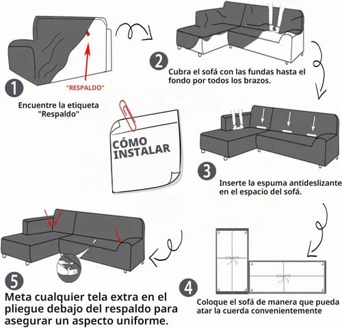 Vista 6 de LA MEACK Fundas para sofá modular, 2 piezas, suave, en forma de L, súper elástica, tipo L, con 2 fundas de almohada, funda de sofá de 3 plazas +