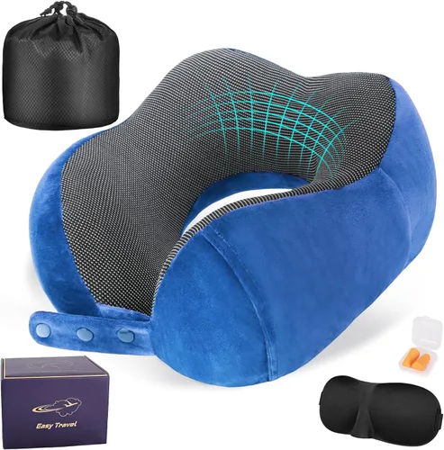 Vista 19 de Cirorld - Almohada de cuello para viajes, almohadas de viaje para aviones, 100% espuma viscoelástica para cuello, almohada de vuelo ajustable