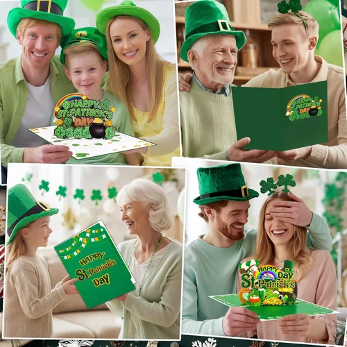 Vista 4 de GREETING ART Paquete de 2 tarjetas del día de San Patricio para inspiración, tarjetas de agradecimiento a los empleados, tarjeta de feliz día de San