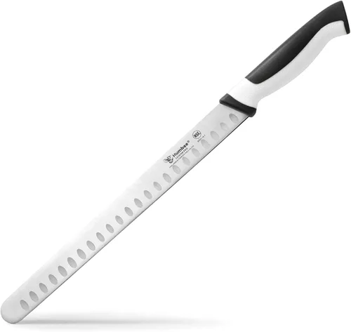 Vista 20 de Cuchillo de chef de 8 pulgadas con borde Granton para rebanar jamón y carne de pavo Certificado NSF Hoja de acero inoxidable alemán Mango