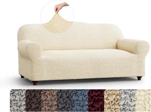 Vista 26 de PAULATO BY GA.I.CO. Funda elástica para sillón – Funda de sofá – Funda de sofá biplaza – Protector lavable de ajuste de forma de 1 pieza para Beige