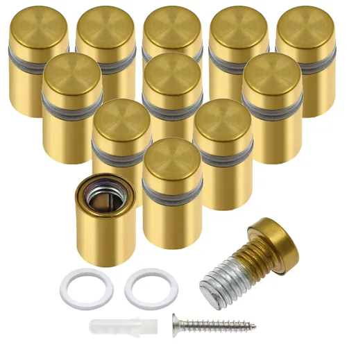 Vista 54 de Luomorgo 12 piezas tornillos separadores de acero inoxidable de 1" x 1", herrajes de montaje para letreros de pared, separadores de vidrio