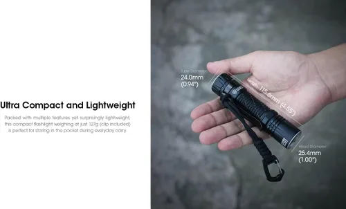 Vista 9 de EdisonBright Nitecore EDC33 4000 lúmenes LED USB-C recargable potente linterna táctica, batería, adaptador de carga de cordón de paracaídas