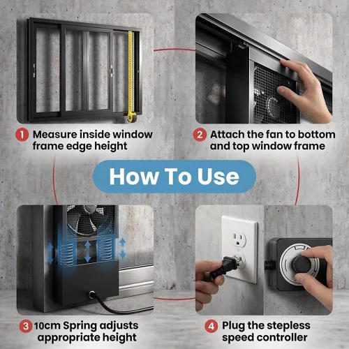 Vista 6 de 42-46in Window Exhaust Fan Vertical Exhaust Fan For Sliding Windows Reversible Fan