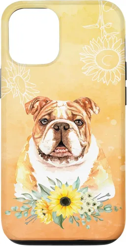Vista 26 de iPhone 16 Cute English Bulldog Dog Bully - Sunflower Floral Flowers Case