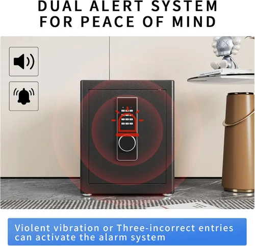 Vista 5 de Caja fuerte, seguridad para el hogar de 2.0 pies cúbicos con bolsa impermeable ignífuga, caja fuerte con teclado electrónico digital, caja fuerte