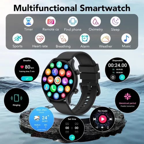 Vista 8 de Reloj inteligente, reloj inteligente de 1.39 pulgadas para mujer (respuesta/hacer llamadas), rastreador de actividad física con monitor de Oro rosa