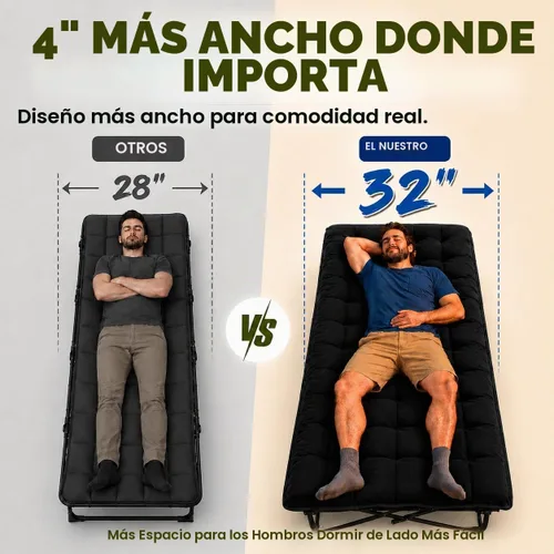 Vista 2 de ABORON - Catre de campamento XXL de 32 pulgadas para adultos, catre de dormir extra ancho de gran