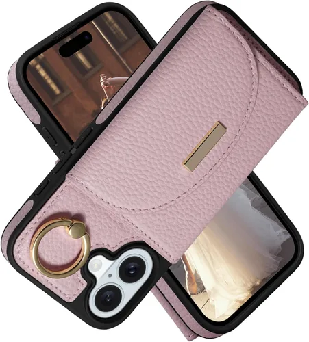 Vista 13 de Funda tipo cartera de Keallce para iPhone 14 Pro de 6.1 pulg., funda con tapa y ranuras para tarjetas, soporte con anillo, funda protectora de piel