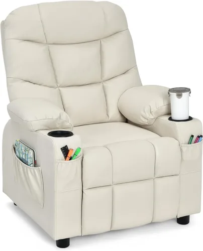 Vista 11 de GLACER Silla reclinable para niños con portavasos, bolsillos laterales Marrón