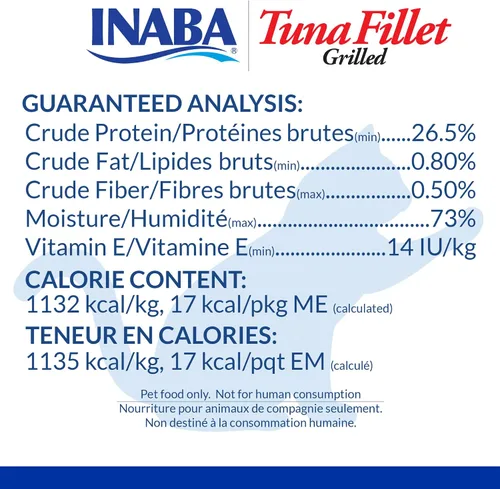 Vista 4 de INABA Filete de atún a la parrilla prémium cortado a mano para gatos, con vitamina E y extracto de té verde, 0.52 onzas cada uno, paquete de 6