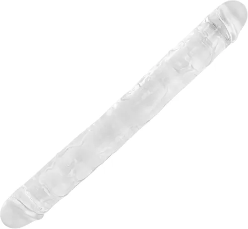 Vista 19 de Consolador doble de cristal de 11.8 x 1.37 pulgadas, consolador largo anal realista con pene, suave y flexible con venas y glande, juguetes sexuales