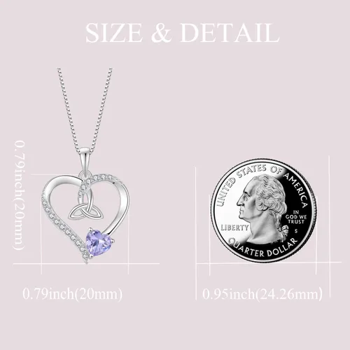 Vista 11 de Collar de corazón con nudo celta de plata de ley 925, collar con colgante para mujer, joyería de piedra natal