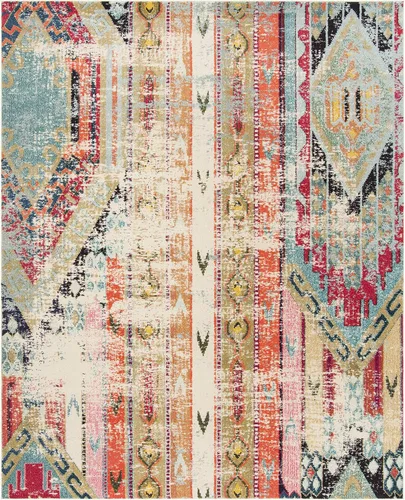 Vista 2 de SAFAVIEH Colección Monaco - Alfombra de área de 8 x 11 pies, Multicolor, diseño tribal bohemio chic envejecido, no desprende pelusa y de fácil