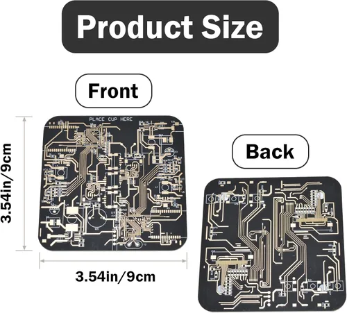 Vista 2 de 2 posavasos para placa de circuito para bebidas en PCB, diseño de PCB, posavasos de placa de circuito dorados de inmersión negra para hombres