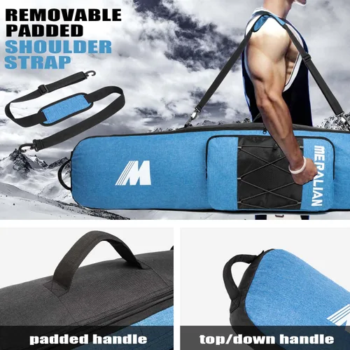 Vista 6 de Bolsa de snowboard MERALIAN para viajes aéreos, bolsa de snowboard acolchada para tabla, botas, ropa, casco y equipo, disponible en longitud