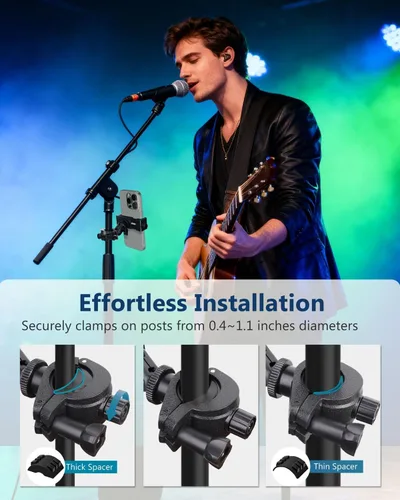 Vista 5 de Soporte para micrófono, soporte para teléfono, soporte para micrófono, soporte de música, batería de guitarra, abrazadera de teléfono para iPhone 15