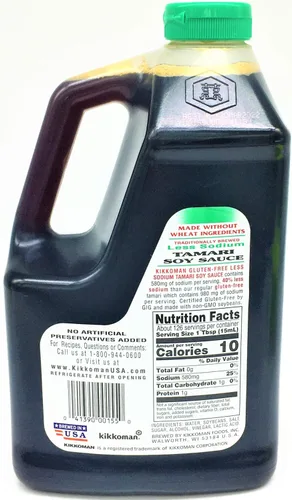 Vista 2 de Kikkoman Salsa de soja Tamari sin gluten con menos sodio, envase de 0.5 galones
