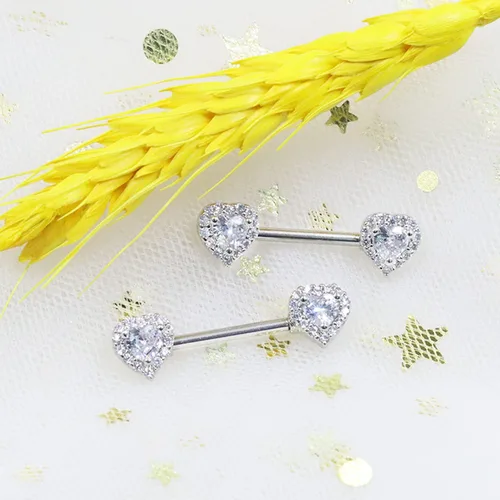 Vista 4 de BODY16G CZCZ 14G Nipple Ring 316L Stainless Steel Nipple Barbell Nipple Barbells CZ Nipple Ring Body Piercing Jewelry for Women Men