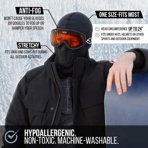 Vista 4 de Self Pro Balaclava Ski Mask - Face Mask for Men Women - Cold Weather Gear for Skiing Snowboarding Motorcycle Riding