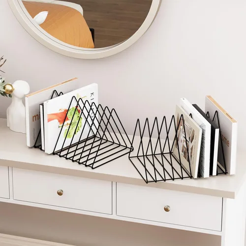 Vista 6 de Urban Deco Organizador de escritorio triangular, soporte para revistero de alambre de metal, 10 secciones, organizador de carpetas de archivos