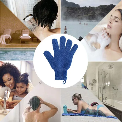 Vista 7 de 2 pares de guantes exfoliantes de baño para hombres y mujeres, 4 guantes exfoliantes pesados y grandes para ducha, spa, masaje, guantes exfoliantes