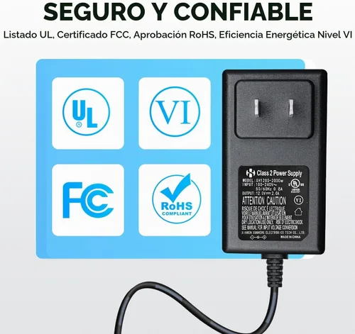 Vista 5 de Adaptador de corriente CA 100-240V a CC 12V 2A (2000mA) y cable divisor de alimentación de 4 vías para cámaras de seguridad CCTV/DVR/NVR/Tira