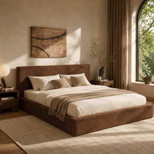 Vista 14 de Anwick Marco de cama King Cloud con cabecero, plataforma tapizada Blanco crema