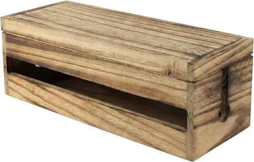 Vista 6 de Changsuo Caja organizadora de cables de madera, caja organizadora de cables para cable de extensión, protector de sobretensiones, organizador